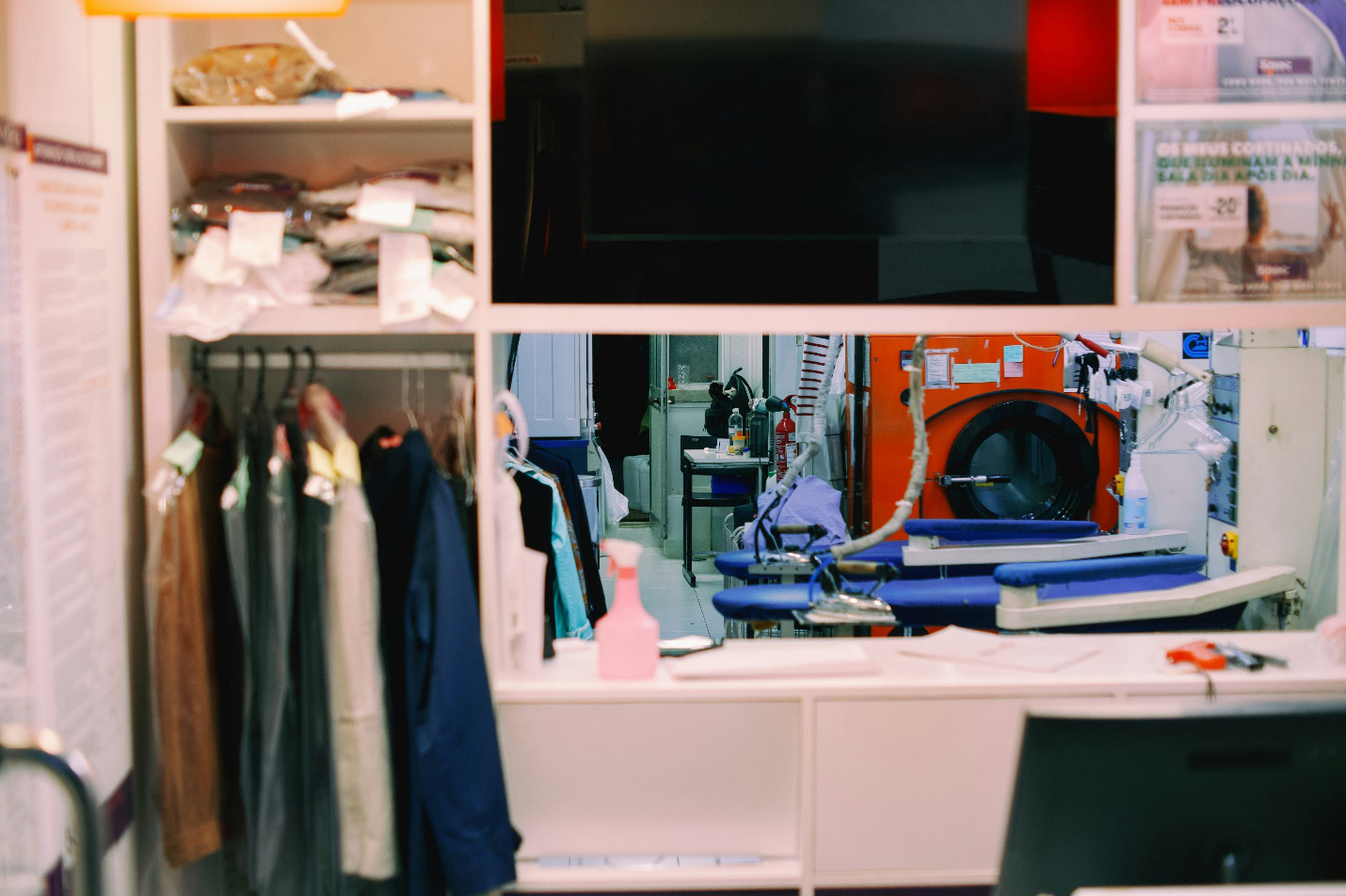 inside of a laundry and dry cleaning shop