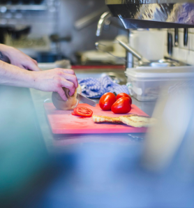 a chef using a knife